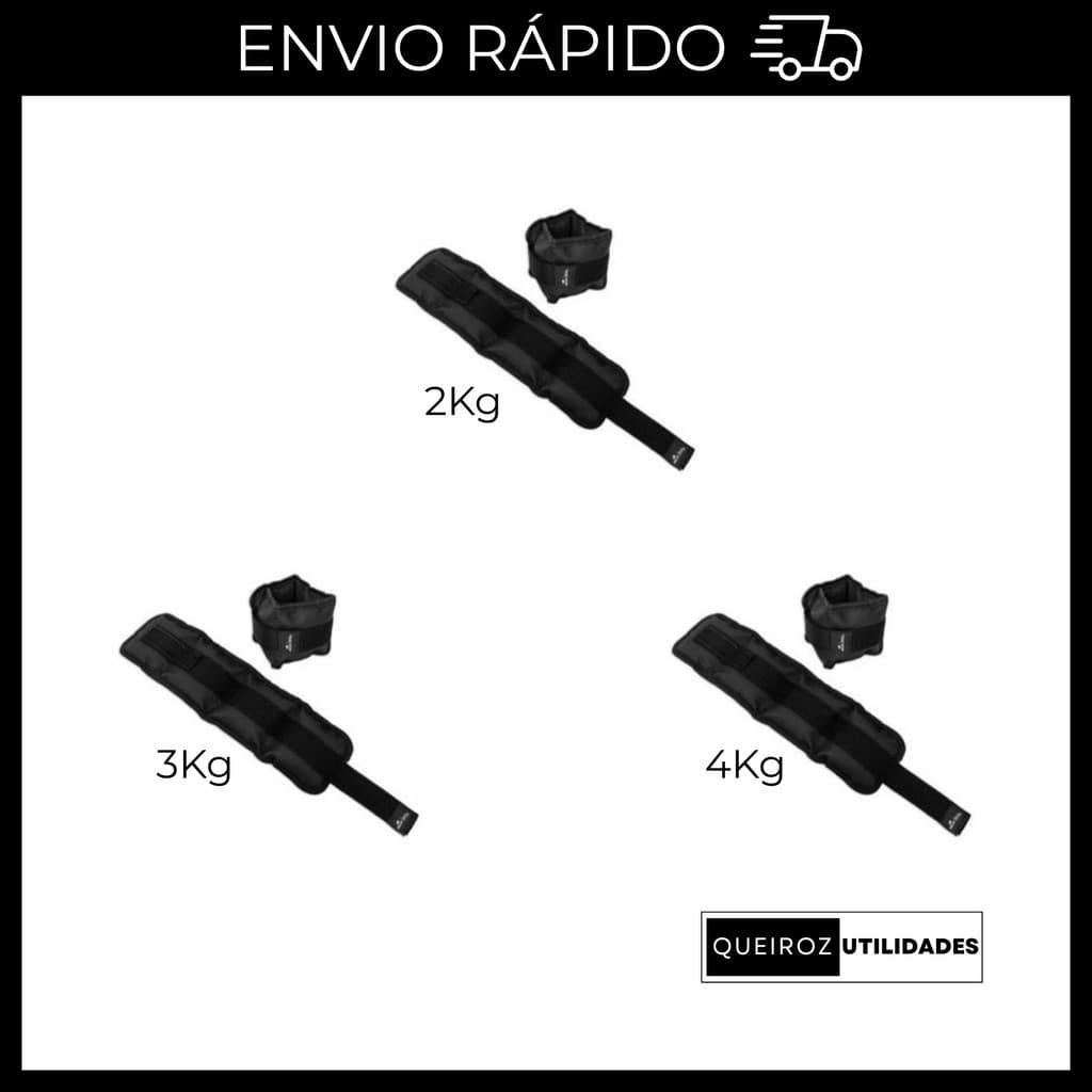 KIT Caneleira de Peso Preta Par de 2Kg + 3Kg + 4Kg Treino/Exercício/Academia/Musculação/Fisioterapia