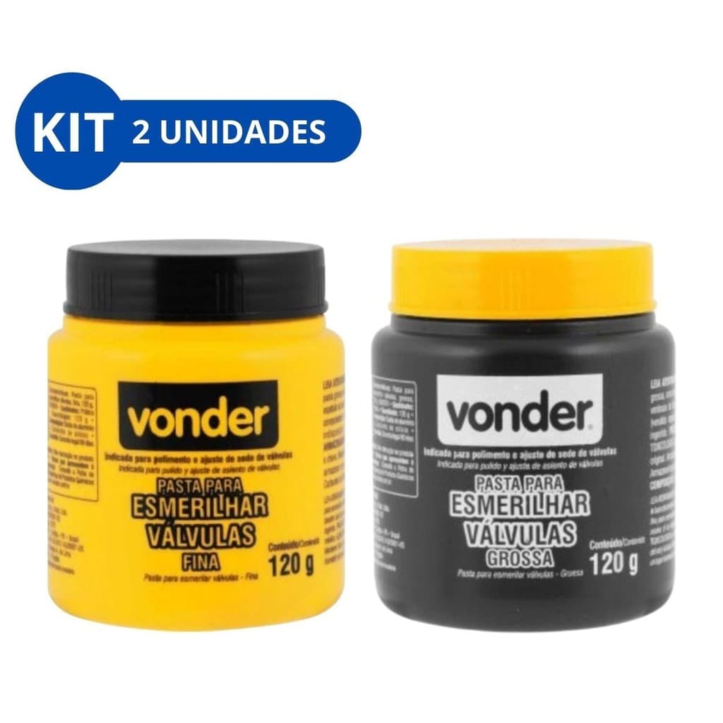 Kit Pasta Esmerilhar Polir Válvulas de Cabeçote Motor de Carro e Moto Fina + Grossa Vonder