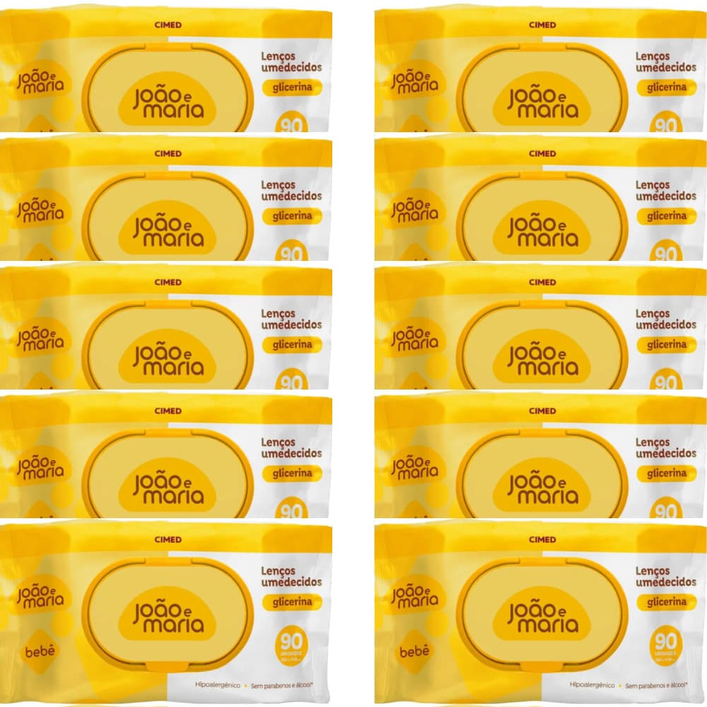 KIT 10UN LENÇOS UMEDECIDOS JOÃO E MARIA  90 LENÇOS CADA C/ FRAGANCIA