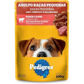 CAIXA LEVE18 PAGUE 15 RAÇÃO ÚMIDA PEDIGREE SACHE AO MOLHO RAÇA PEQUENA CARNE 100G 