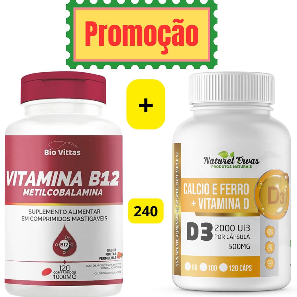 01 VITAMINA B12 + CALCIO + FERRO + D3 - Suplemento alimentar