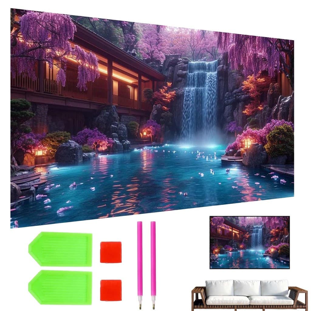 Kit de pintura de diamante 5d DIY 70x40cm Pintura decorativa de diamante em cascata