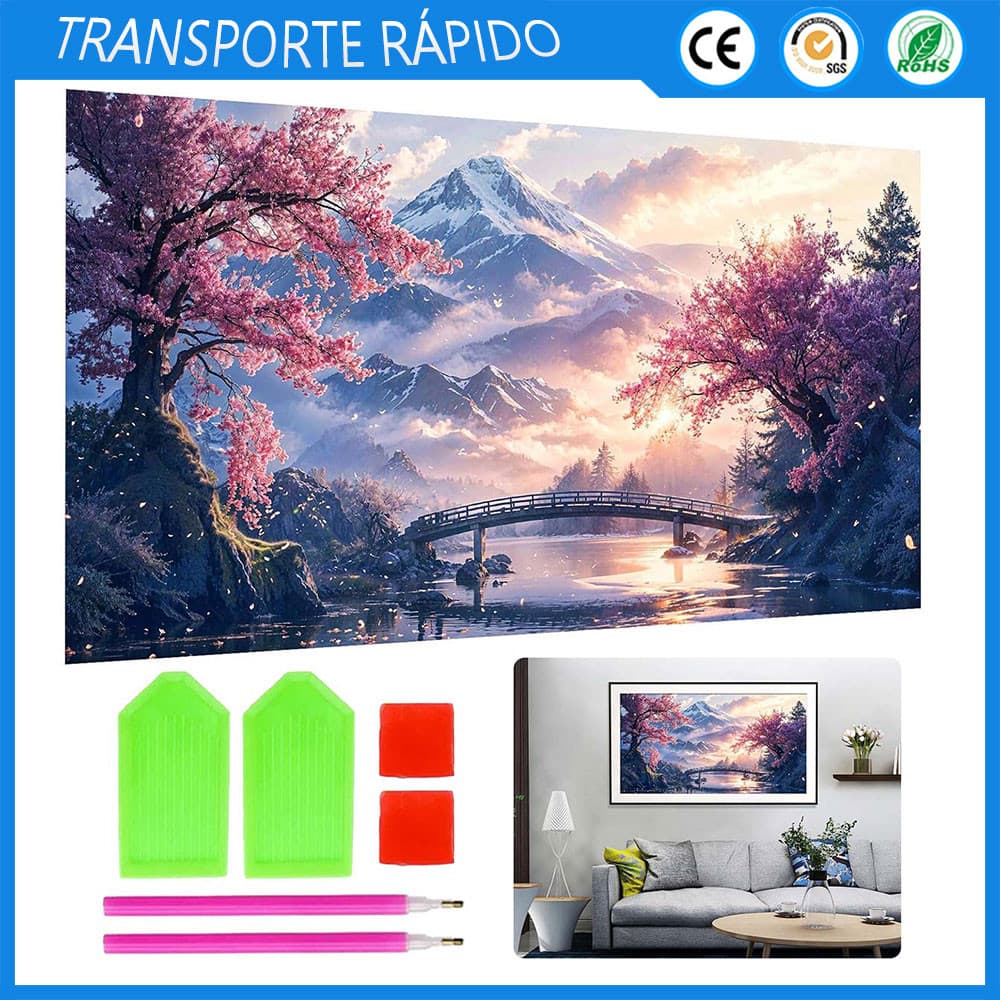 DIY pintura diamante 5D ponto pintura diamante montanhas pôr do sol diamante pendurado pintura artesanato arte m