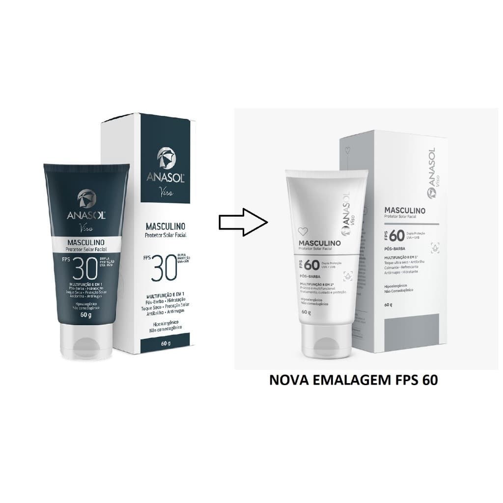 Protetor Solar Facial Anasol Masculino Viso 60 FPS - 60 g