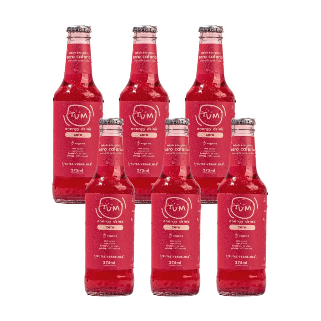 ENERGÉTICO NATURAL VEGANO ZERO CALORIAS FRUTAS VERMELHAS TUM ENERGY DRINK 275ML - 6 UND