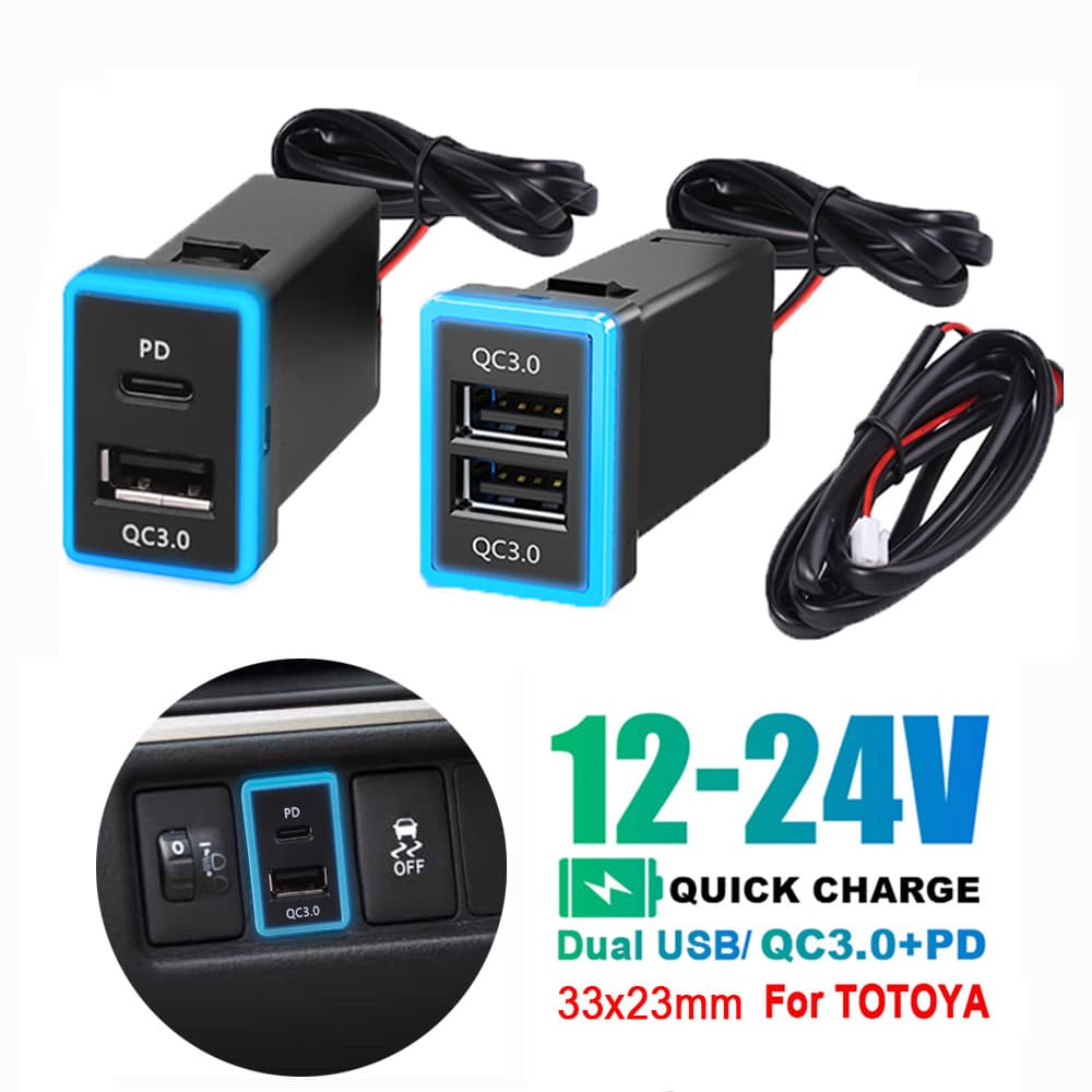 Carga Rápida PD QC3.0 Tomada USB Dupla Carregador De Telefone Display LED Carregamento Rápido Tipo C Adaptador De Energi