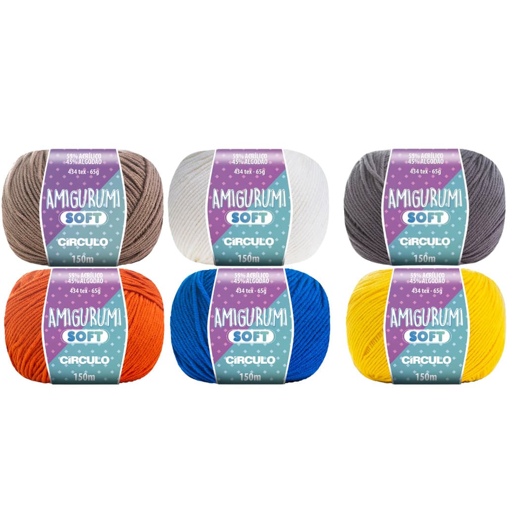 Kit Fio Amigurumi Soft 6un - Círculo - 65g e 150m - Tricô, Crochê - Escolha Sua Cor