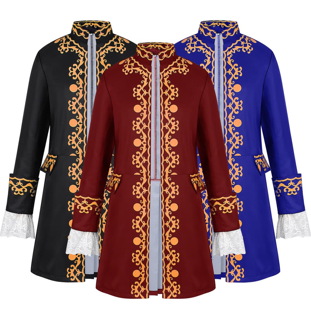 Novo produto masculino Medieval de manga comprida gola alta jaqueta smoking vestido de noite roupas
