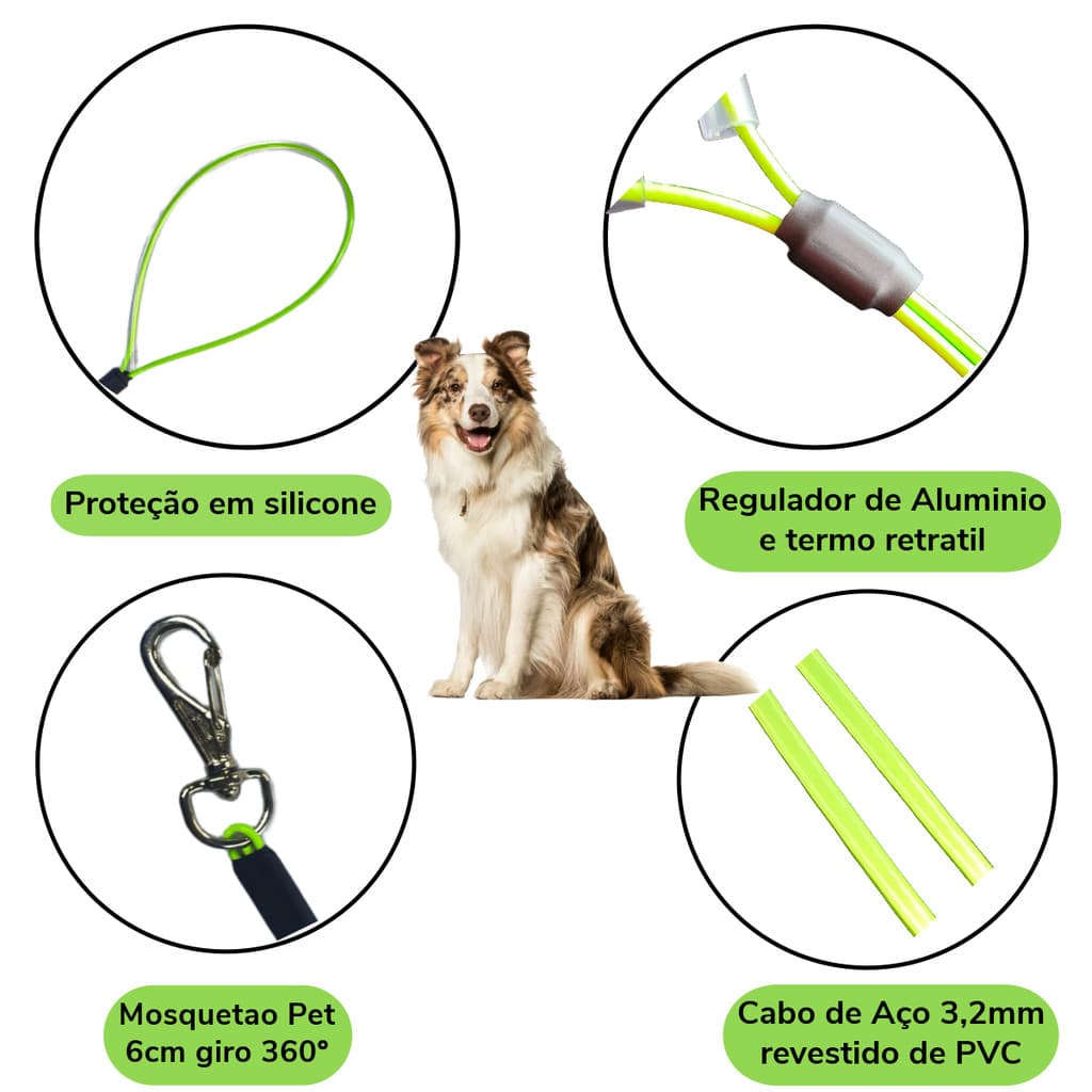 Guia Pet de Contenção Verde 60cm Pet Shop Banho e Tosa Veterinario Grommer