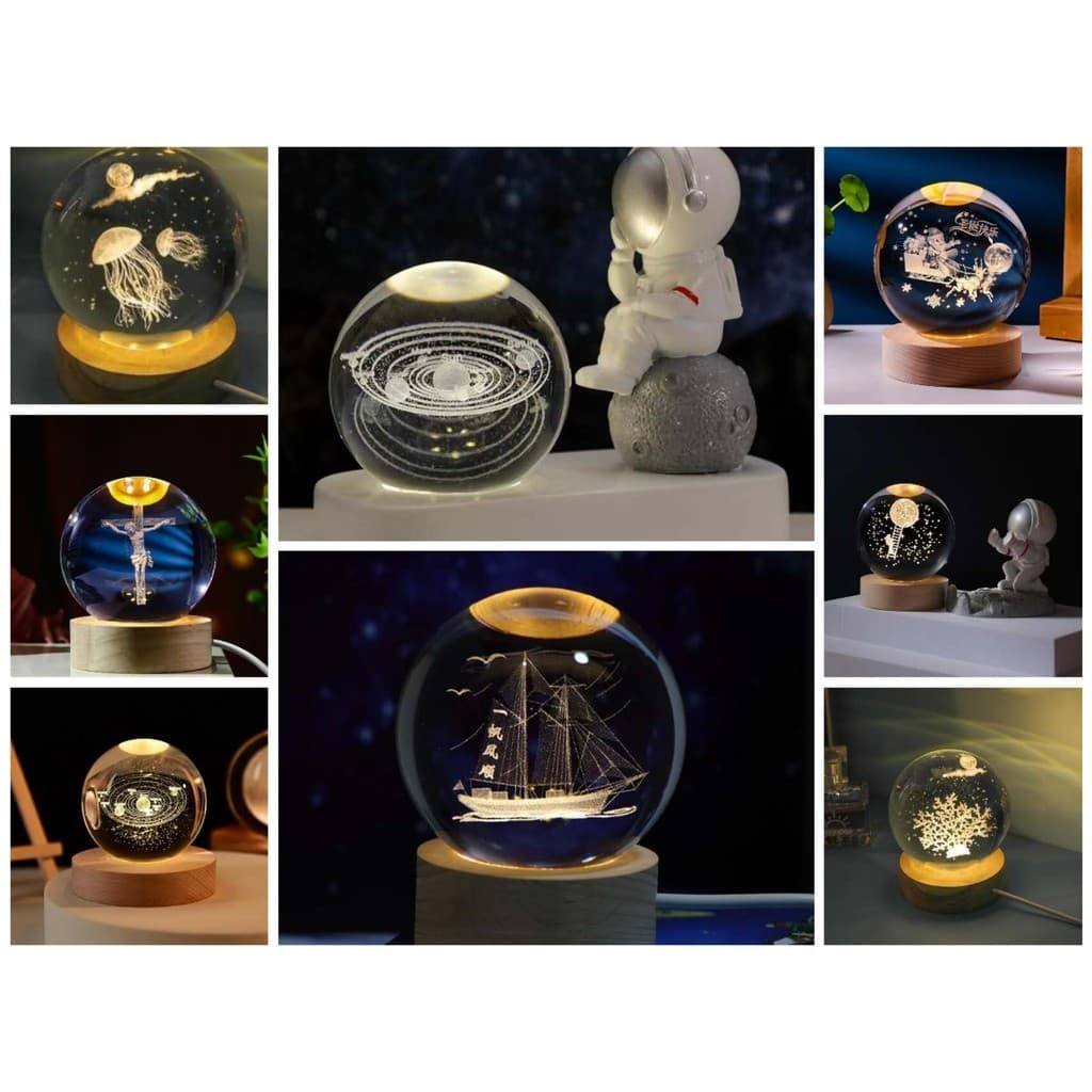 Astronauta, Santo Padre, Pégaso Golfinho e outros 50 tipos de luminárias de mesa com bola de cristal
