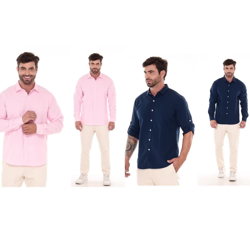 Camisa Social Slim Fit Masculina Camisa de Linho Casual Lili