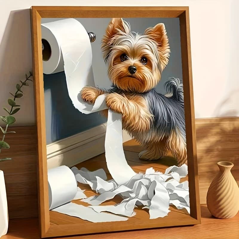 Kit De Pintura De Diamante 5D DIY-Design Engraçado De Cachorrinho , Arte Artesanal Com Bordado Em Mosaico Completo Para 