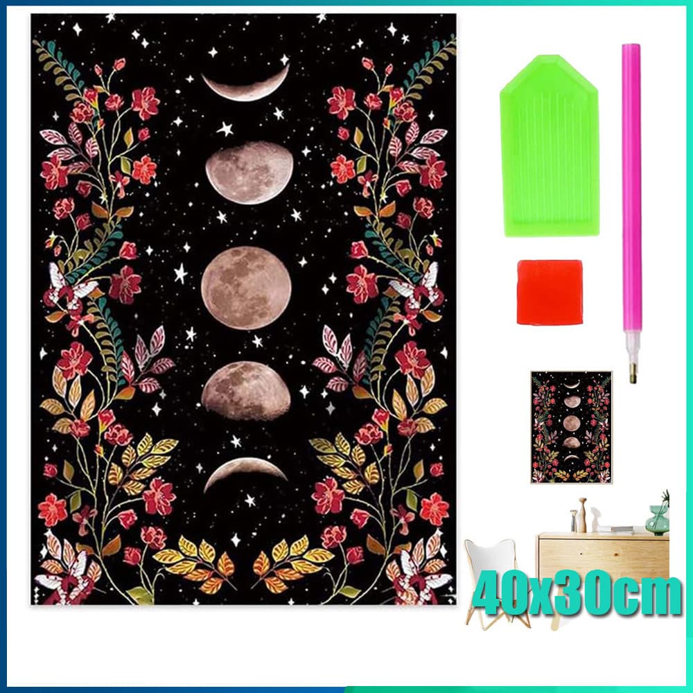 Pintura Diamante 5D Pintura de Diamante De Diamante 5D Presente Artesanal Decoração Da Parede Dia Floresta Lunar 40x30cm