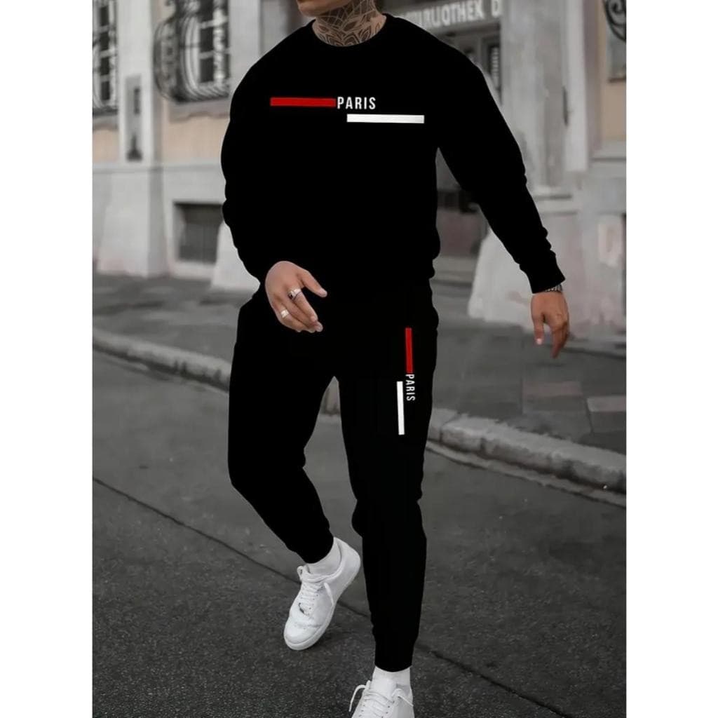 Conjunto Blusa de Frio Preto Gola Careca + Calça de Moletom Modelo: "Paris" CONJ-1812-PT COYOTE STREET