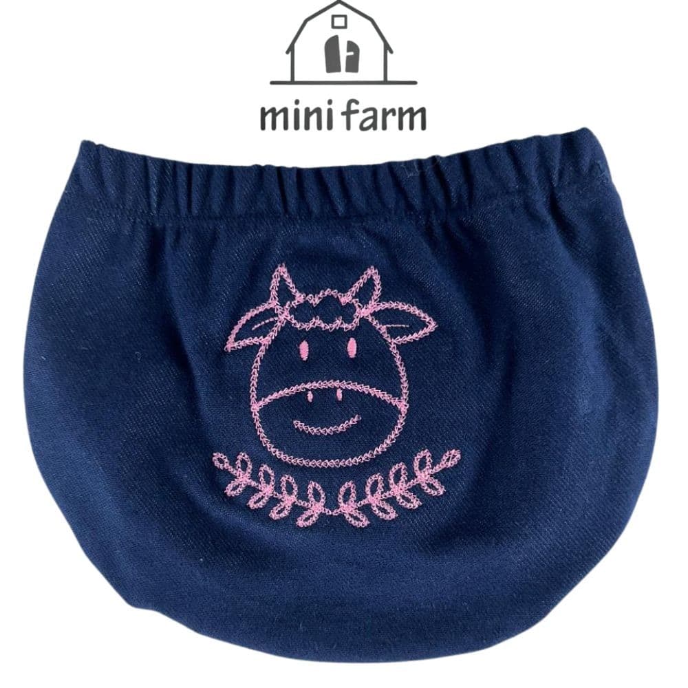 Tapa Fralda Bebê Feminina Com Lycra Azul Marinho Com Bordado Vaquinha Rosa Ref: MF148