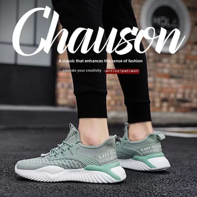Calçados esportivos confortáveis/tênis de corrida/sapatos casuais da moda/deslizamento/tecido voador respirável