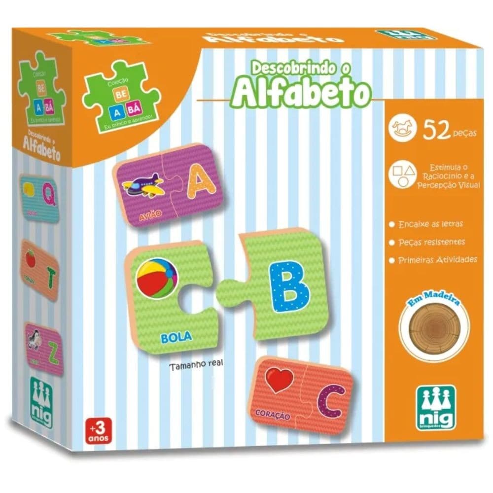 Brinquedo Educativo Be a Bá Quebra-cabeça Descobrindo Alfabeto 52 Peças Nig Brinquedos