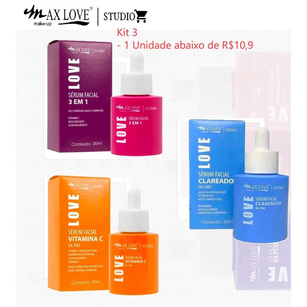 Kit C/3 Sérum 3 EM 1, Clareador E Vitamina C Da Max love