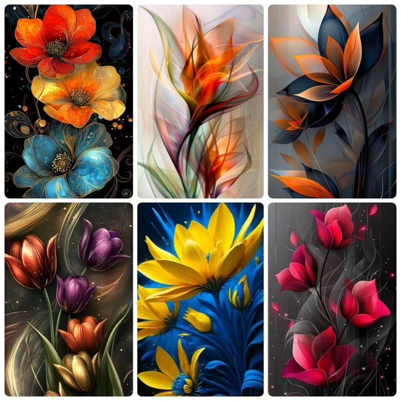 Um Conjunto De Kit De Pintura De Diamante Com Padrão De Plantas E Flores , 5D DIY , Em Tela De Mosaico , Artesanato Para