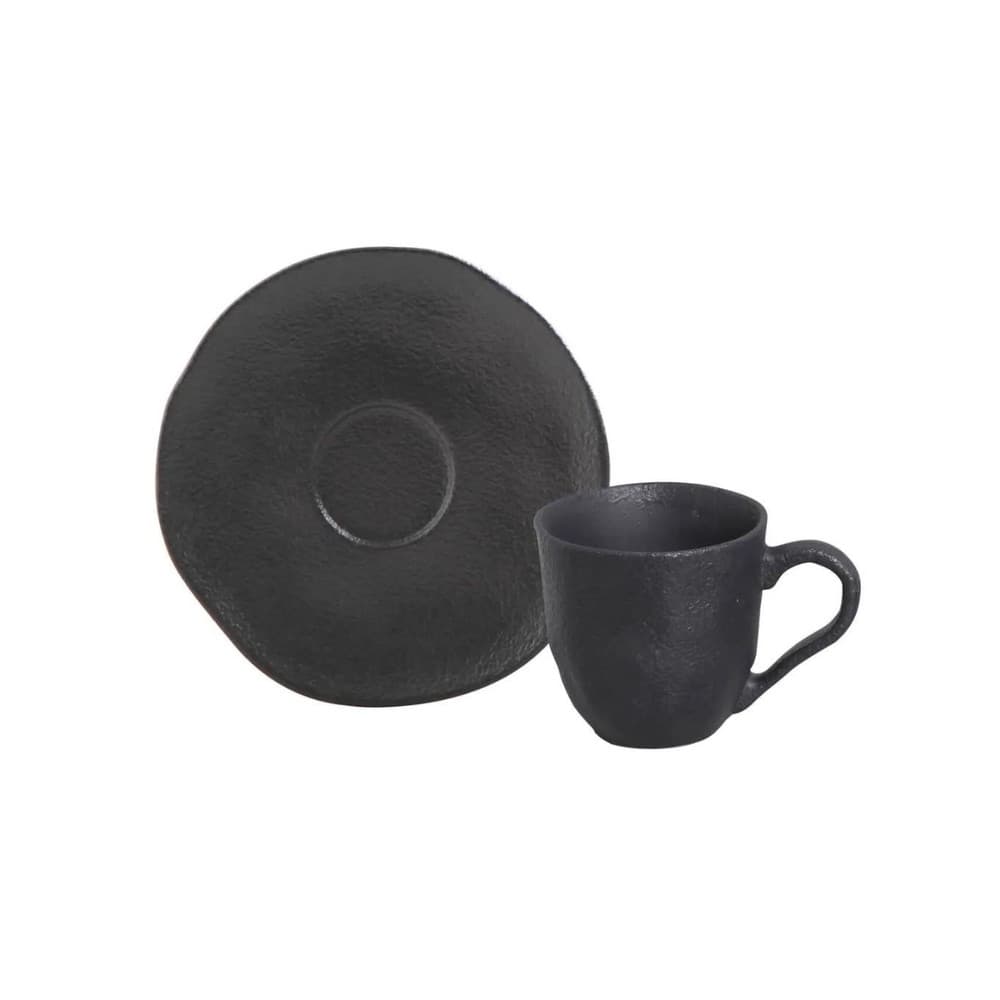 Xicara Café Com Pires 120ml Organico Preto Matte - Porto Brasil