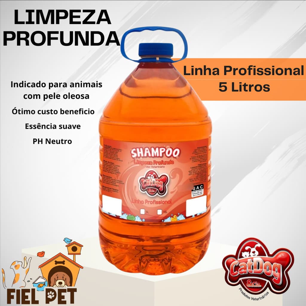 Shampoo Para Cachorro Gato Limpeza Profunda Banho Tosa 5 L