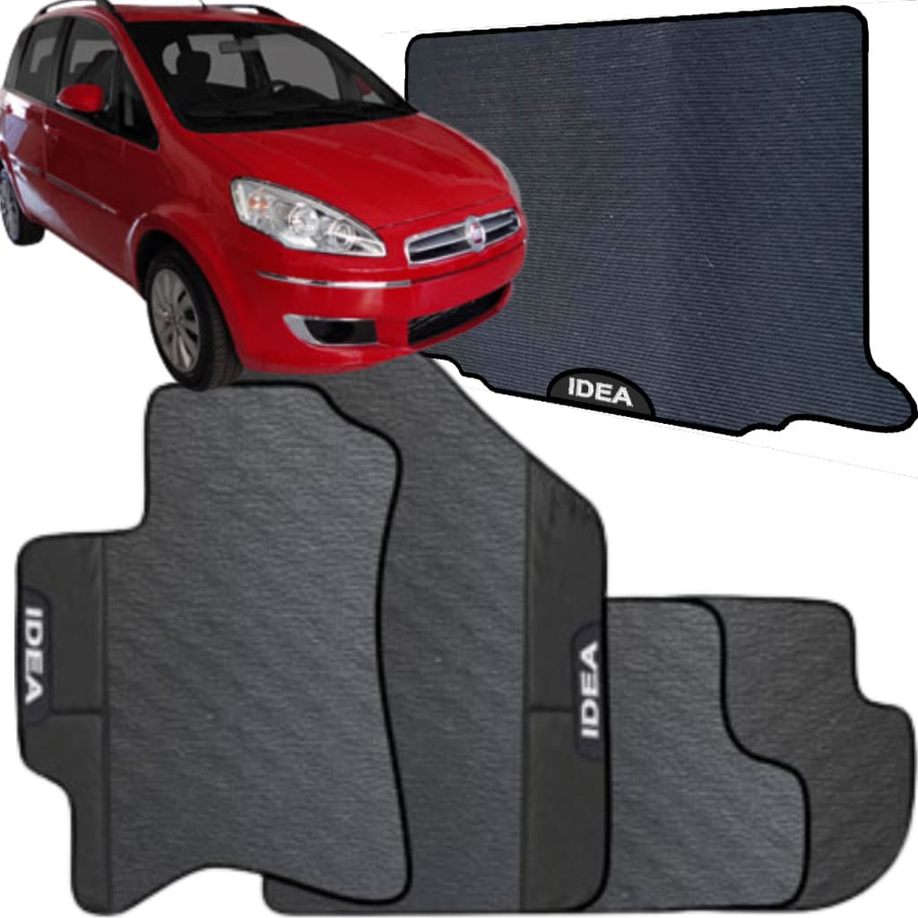 Kit Jogo Tapete Idea 2004 a 2017 4 Peças + Tapete Porta Malas Emborrachado Automotivo Personalizado