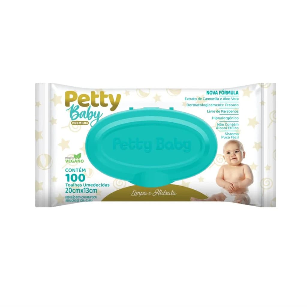 Toalhas Umedecidas Petty Baby 100 Unidades