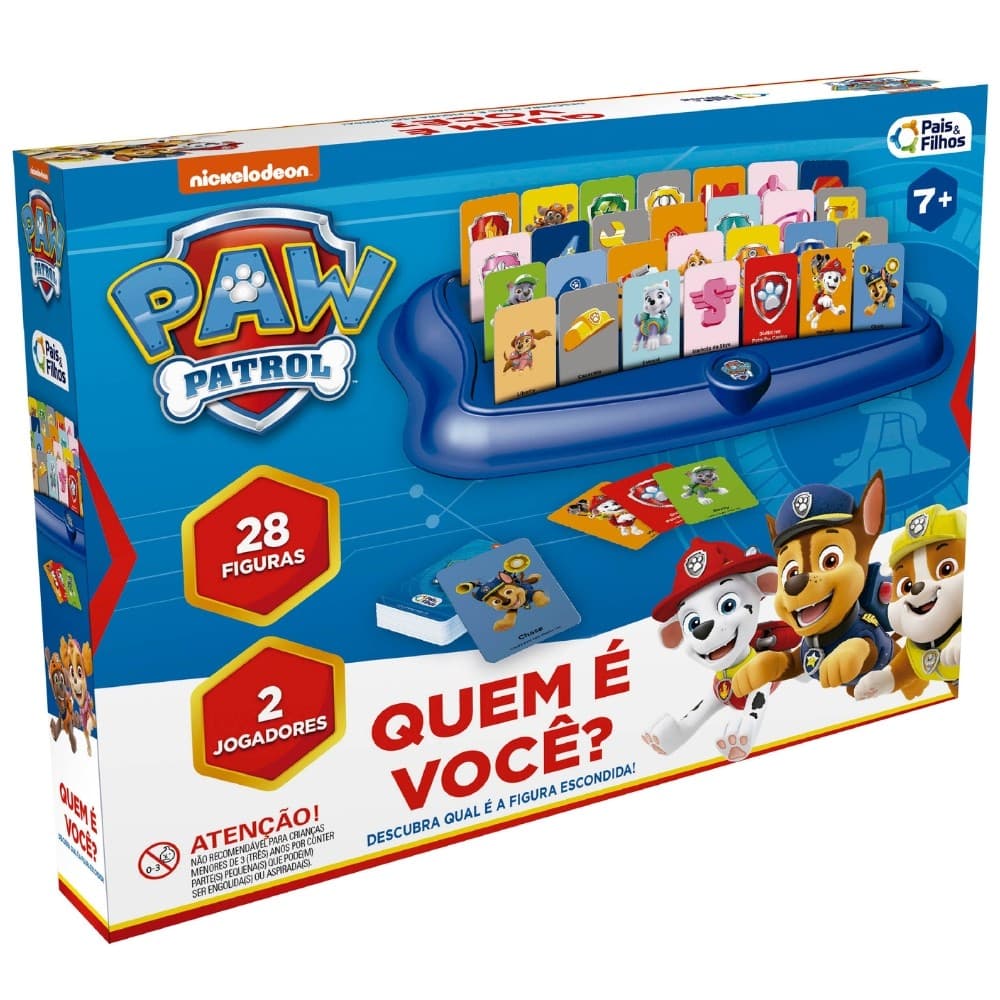 JOGO QUEM É VOCÊ? PATRULHA CANINA PAIS E FILHOS PERSONAGEM FAMÍLIA TABULEIRO PERGUNTAS CARA A CARA