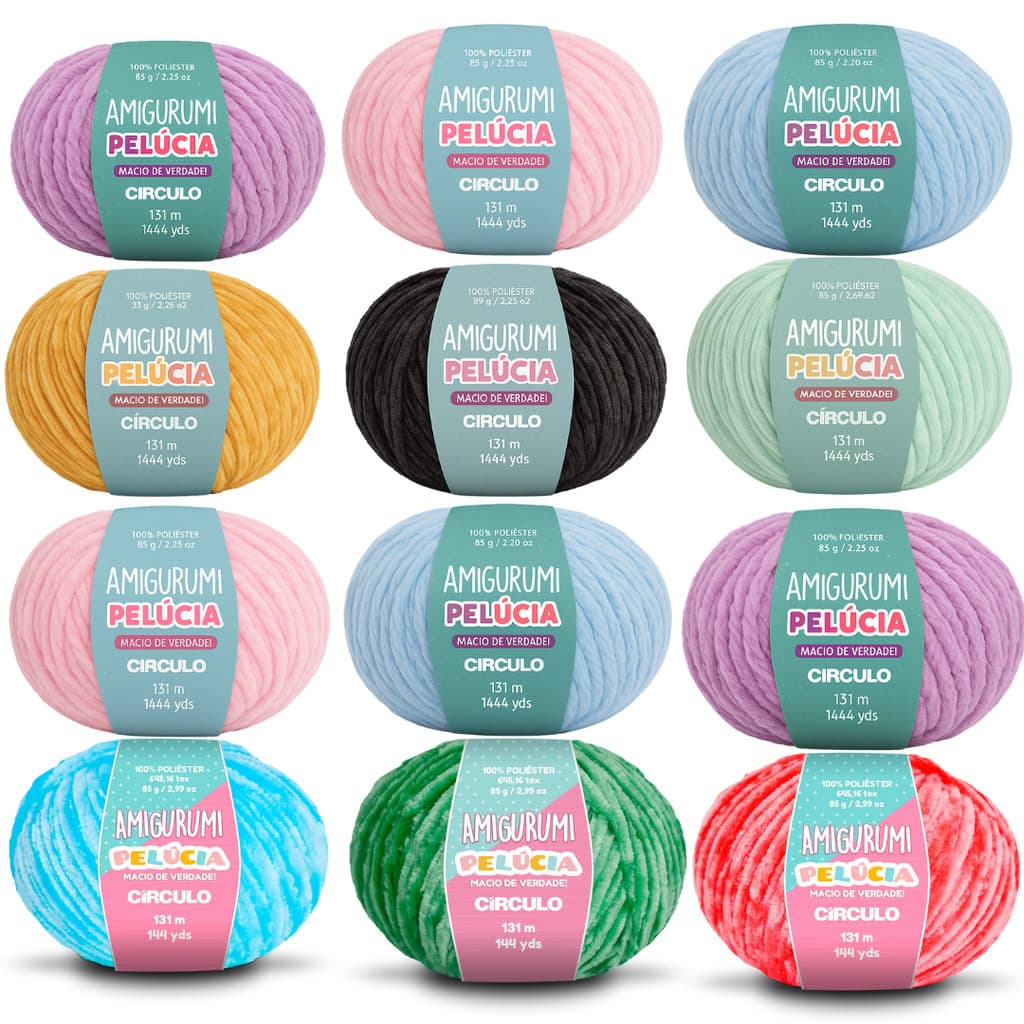 Kit Fio Amigurumi Pelucia 12un - Círculo - 85g e 131m - Tricô, Crochê - Escolha Sua Cor