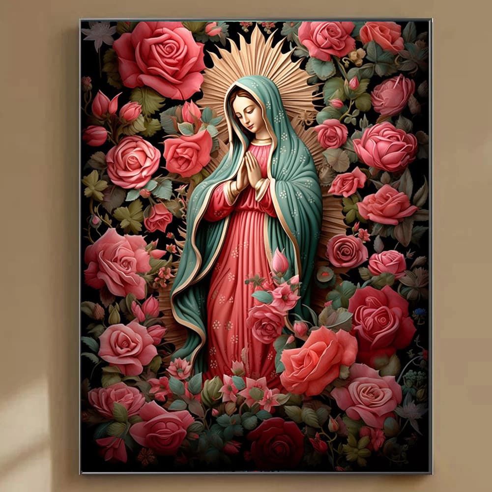 Nossa Senhora De Guadalupe DIY 5D Pintura Diamante Religioso Quadrado Completo Redondo Bordado Artesanato Conjunto Decor