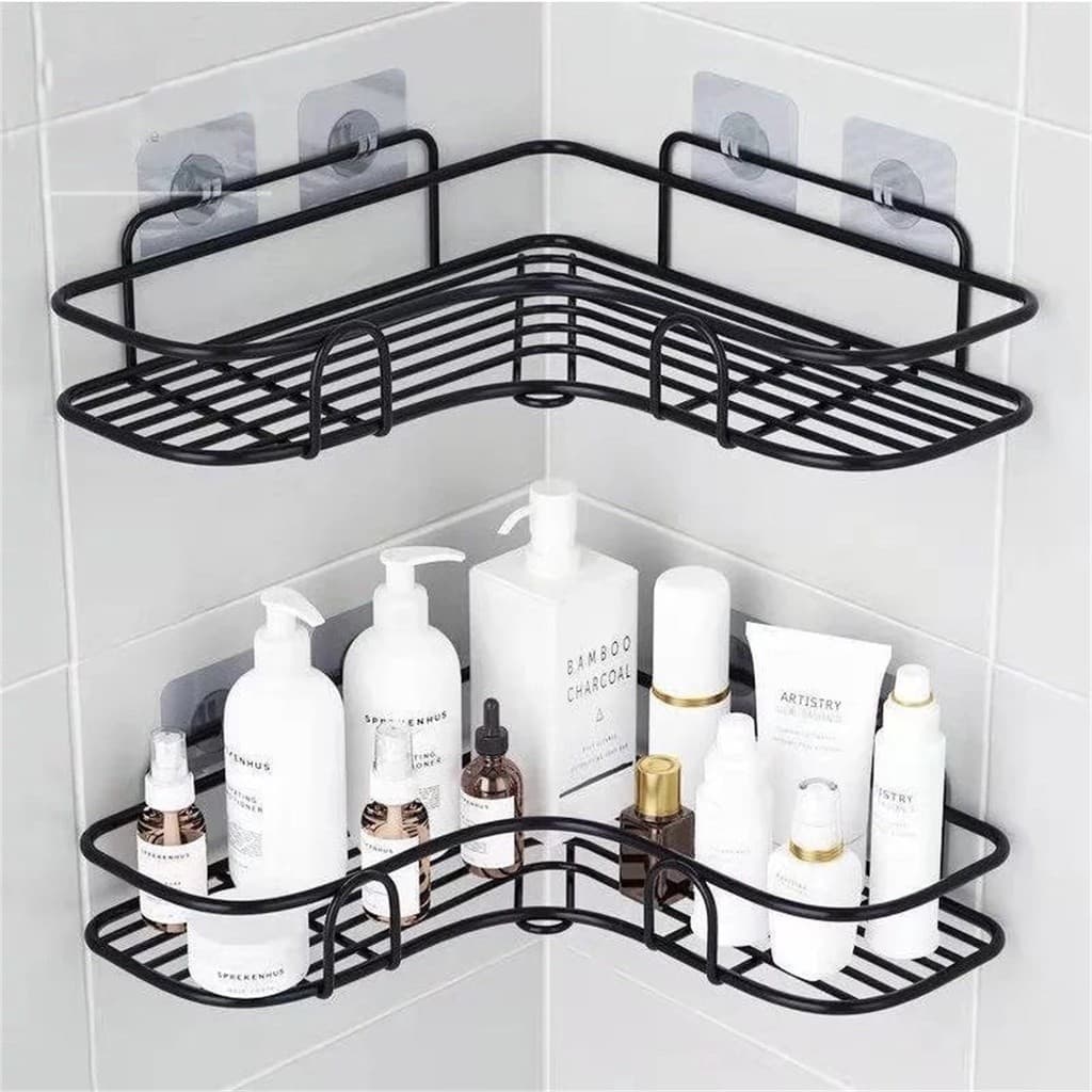 Prateleira Suporte Organizador para Banheiro Box Porta Shampoo Sabonete Sabão Canto com Adesivo p/ Parede Azulejo Vidro