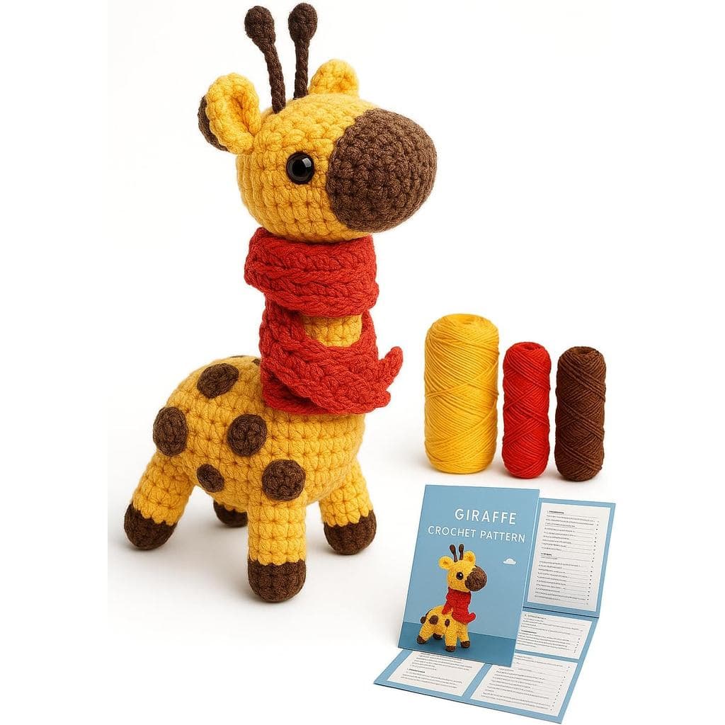 Kit de Crochê para Iniciantes - Brinquedo de Crochê DIY de Girafa Amigurumi Fofa | Vídeos tutoriais passo a passo, kit d