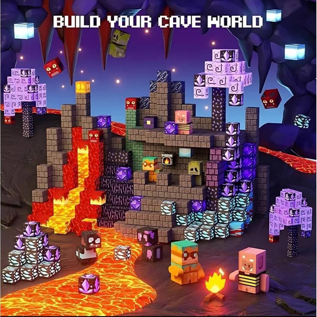 Kit Construção Magnético 200 Peças Mundo Pixel Brinquedo Educativo