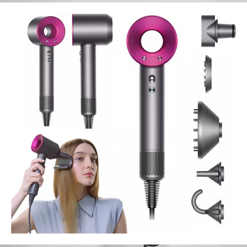 Secador de Cabelo Portátil 5 em 1 Profissional Íon Negativo Secagem Rápida com 5 Bicos Difusores