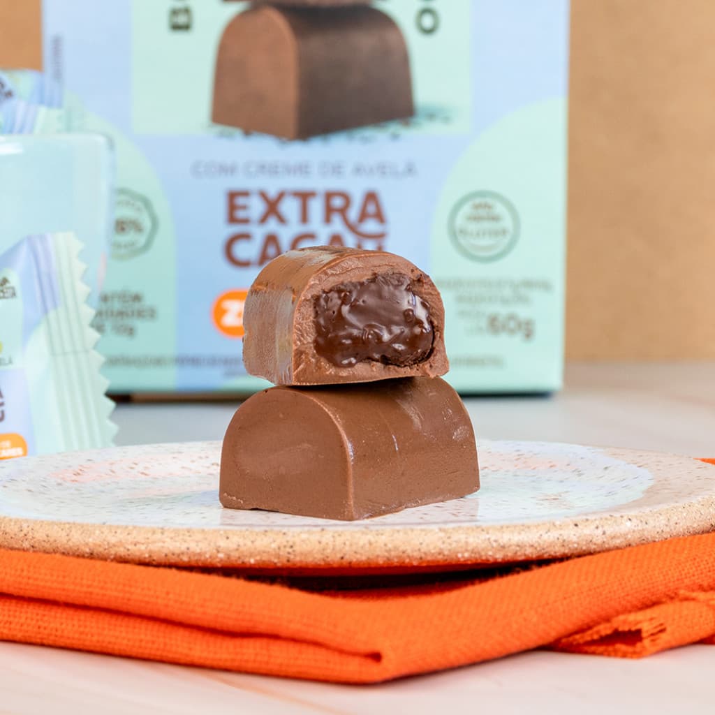 Caixa 5 unid Bombom Zero Açucar Extra Cacau Sem Glúten Chocolate Doce Fit 60 g Flormel Docinho Saudável