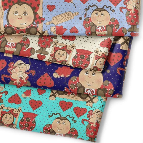 Tecido Tricoline Estampado Estampas Joaninhas Patchwork Criativo Enfeite Costureira Pano