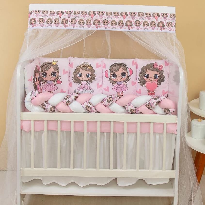 Kit Mini Berço Completo Enxoval Bebê Menina Amiguinhas