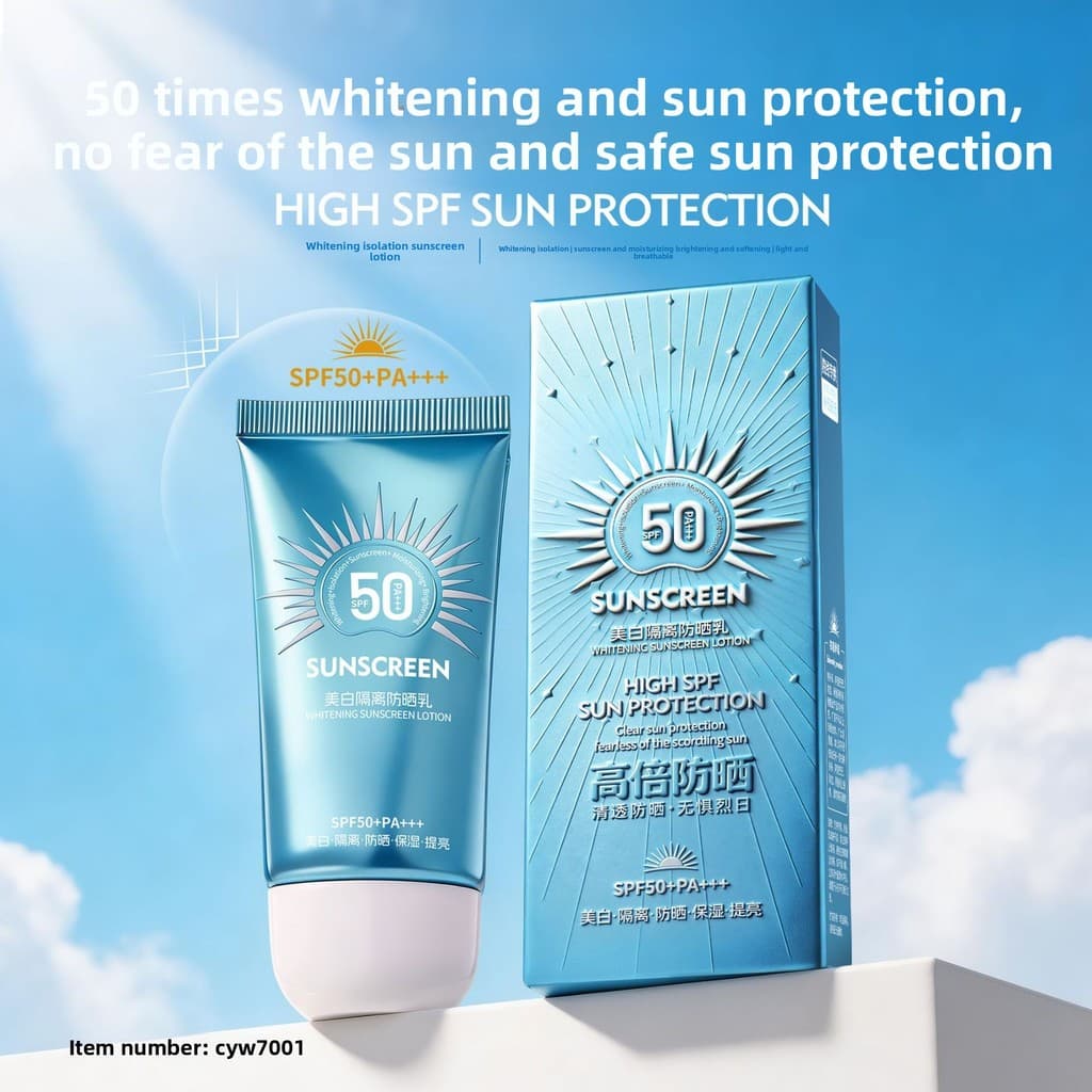 Novo estilo clareamento isolamento protetor solar loção SPF50 + PA +++ hidratante brilho protetor solar preto isolamento