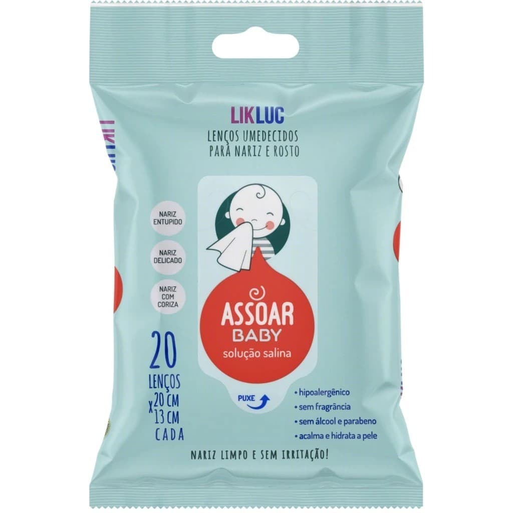 Assoar Baby - Lenços Umedecidos com Solução Salina Sem Fragrância - LikLuc Original