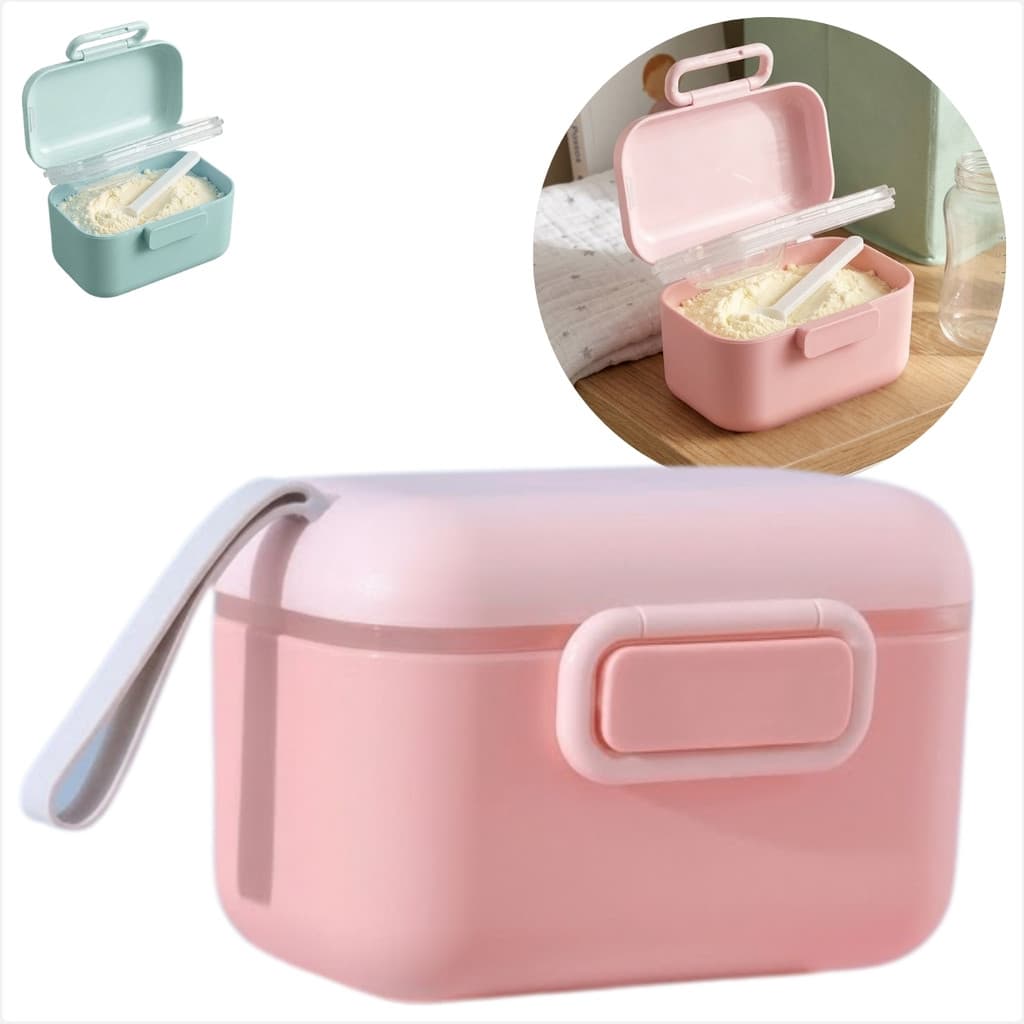 Pote Leite em Po 400ml Infantil Com Divisorias Colher E Nivelador Portatil