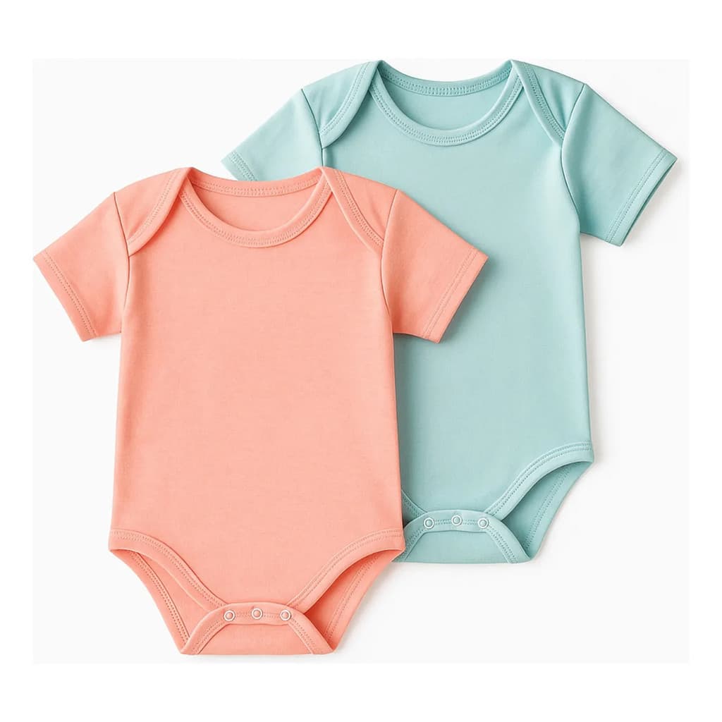 02 Bodys Bebê Macio Conforto Liso Manga Curta Algodão Kit Cores Enxoval Sem Estampa Menino Menina