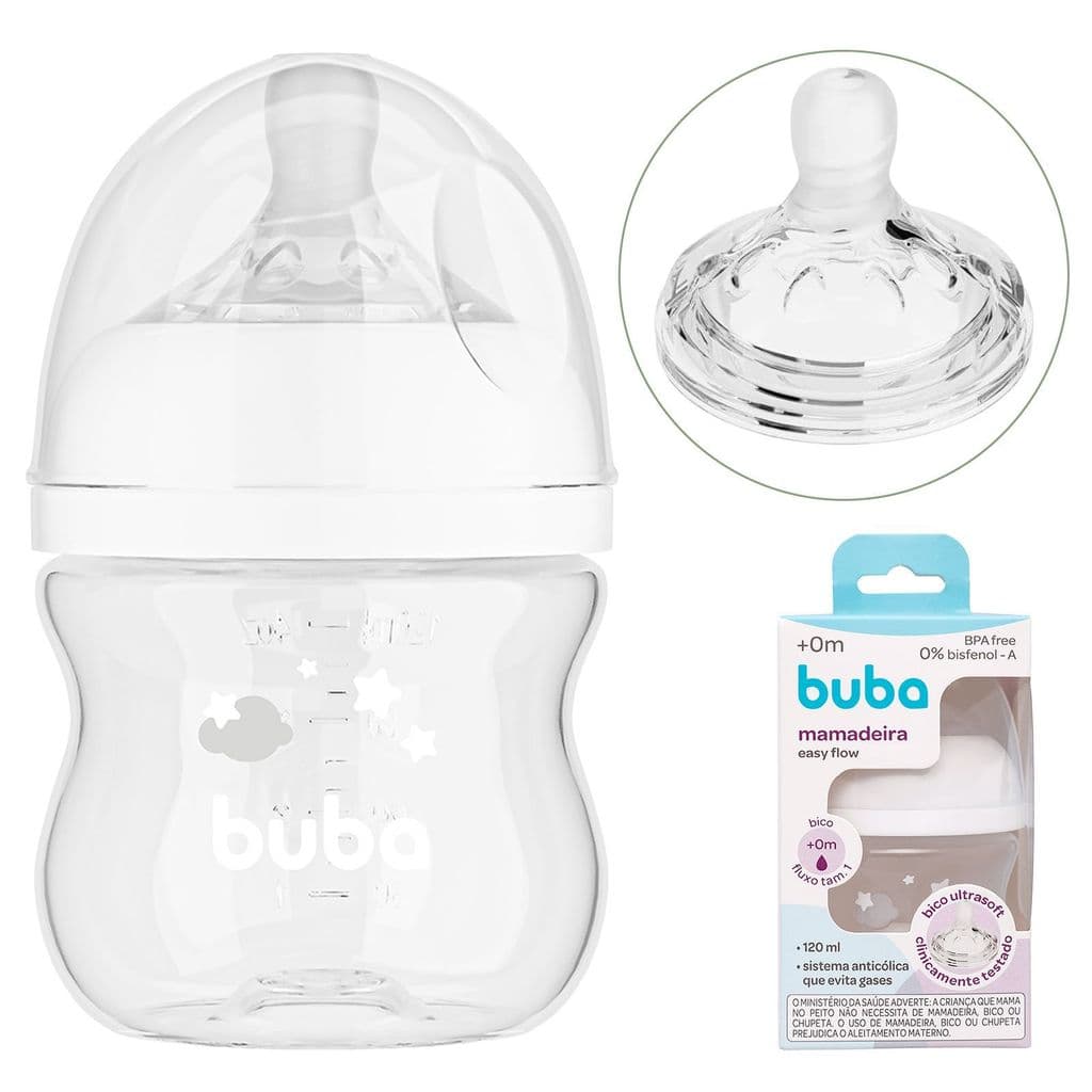 Mamadeira Anticolica Buba Recem Nascido 120ml Bico Tam 1 +0 Meses
