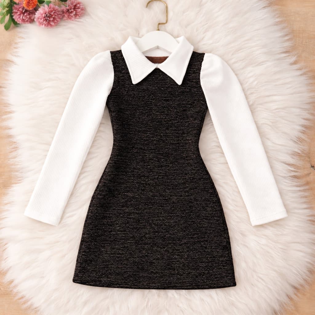 Vestido infantil Manga longa de menina /vestidinho Feminina infantil outono inverno frio 4-12 anos