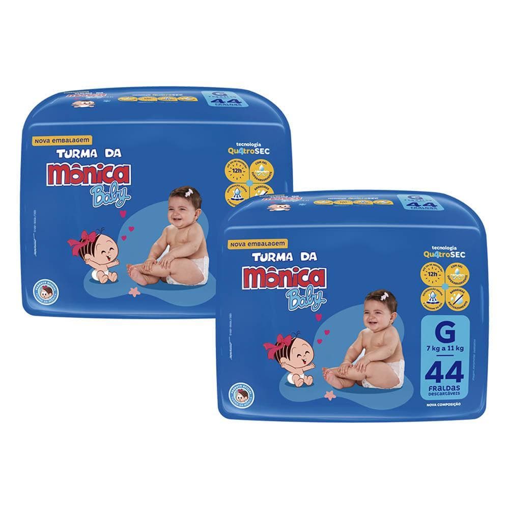 Kit 2 Fraldas Turma da Mônica Baby Mega G com 44un cada