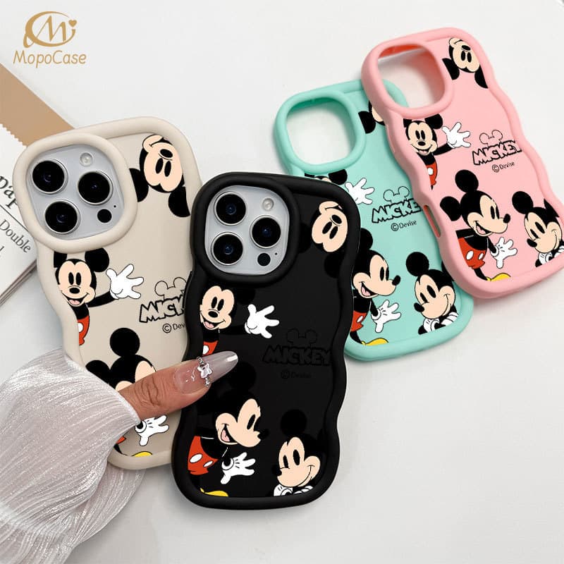 SoftCase Para iPhone 13 12 11 16 17 15 14 Pro Max XR 17Air Macaron Cor Caso De Telefone Móvel Mickey Mouse Mopo