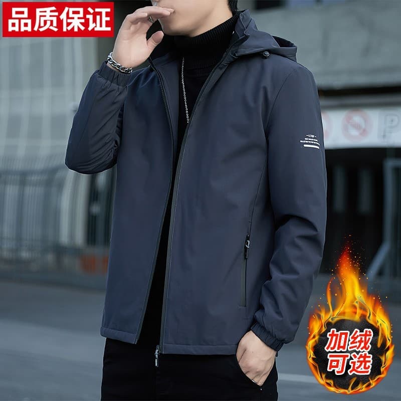 Jaqueta masculina forro de lã primavera outono jaqueta masculina Casual inverno engrossado quente topo masculino outono 
