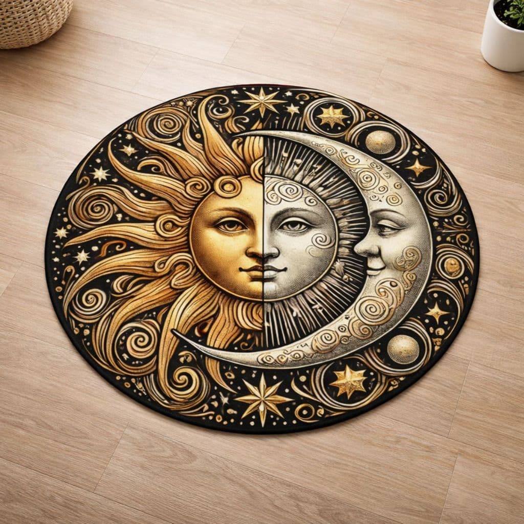 Tapete Redondo Decorativo 88cm Antiderrapante para Sala e Quarto 2163