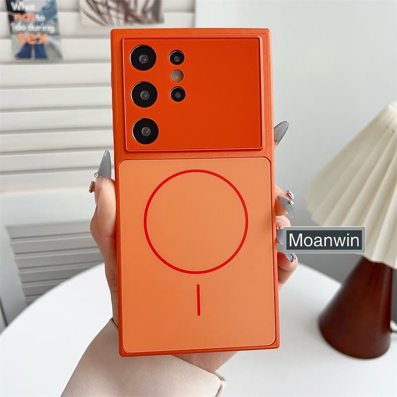 Capa De Telefone Magnética Acrílica Fosca Para Samsung S23 S24 S25 S26 Ultra Plus Absorvente De Choque