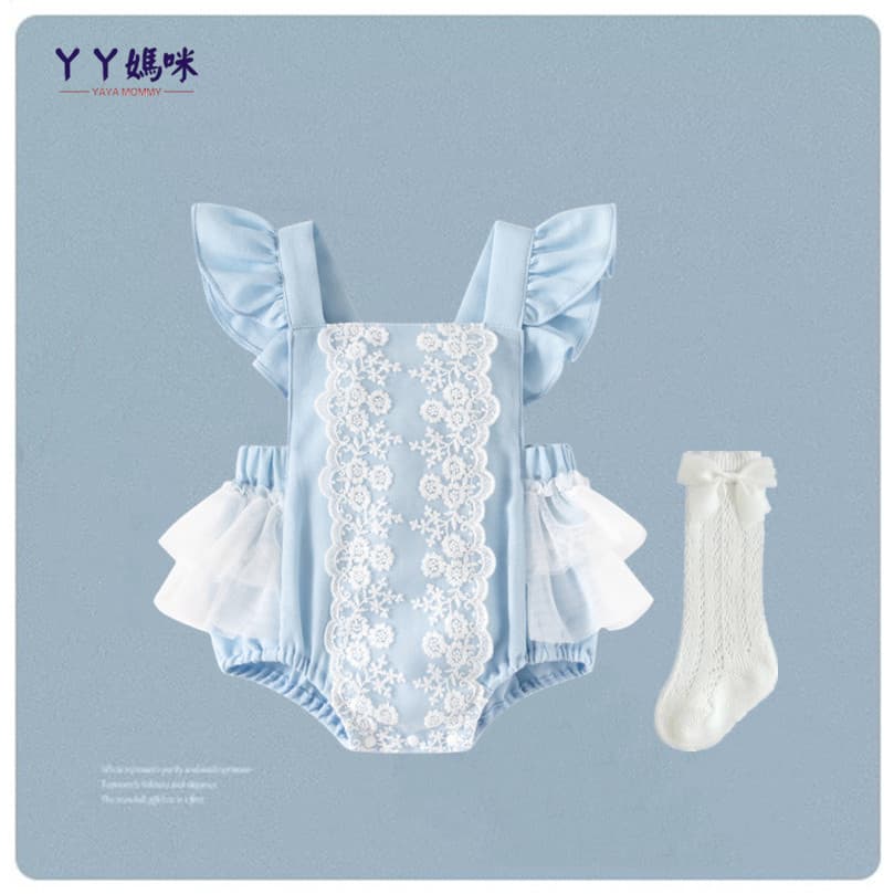 Bebê bebê roupas de verão macacão fino bebê menina Super bonito sem costas princesa bebê macacão recém-nascido um mês ce