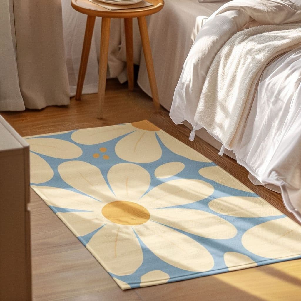 Tapete Decorativo 118x70cm Antiderrapante Sala, Quarto, Espaço Flores